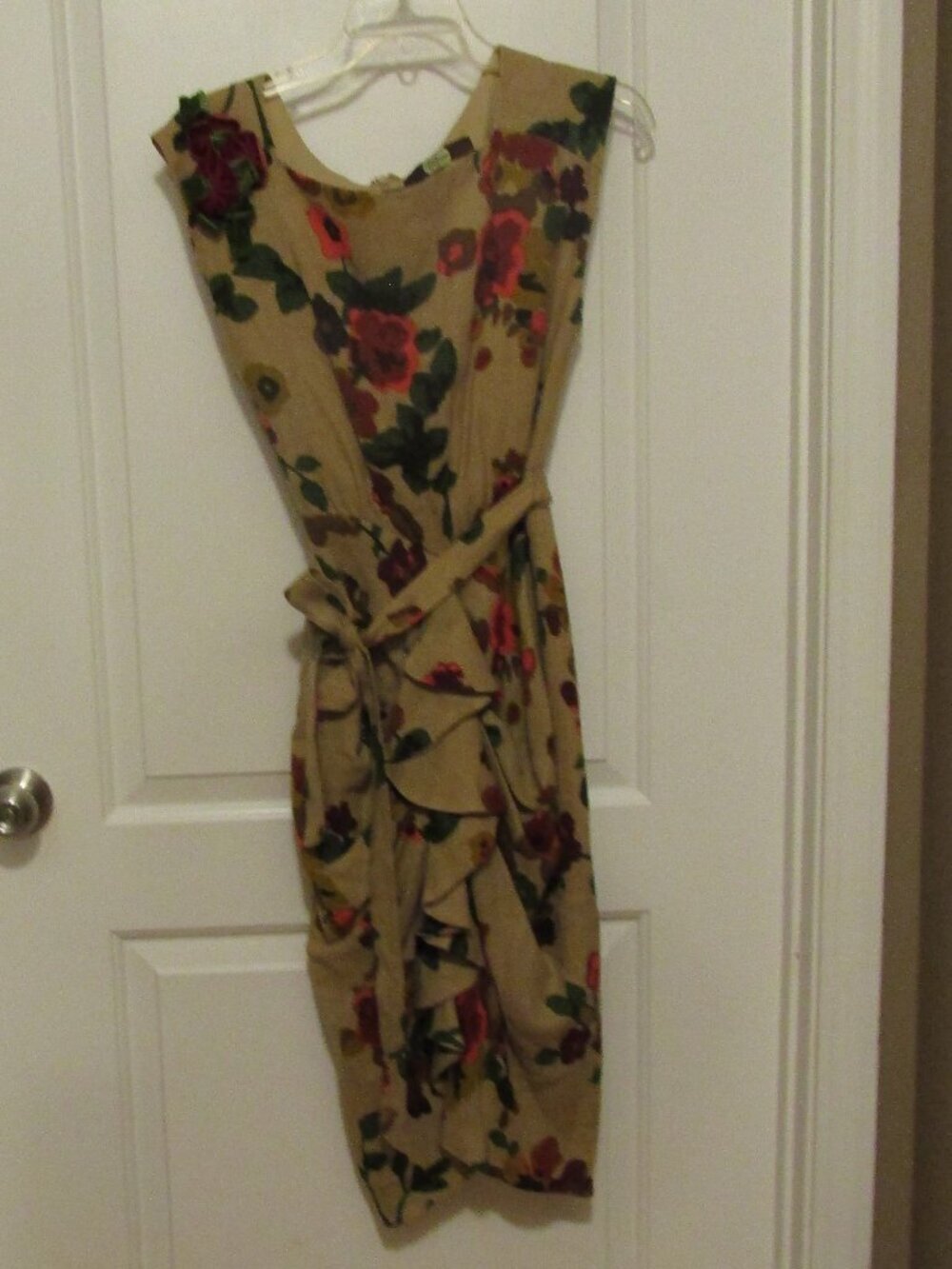 Anthropologie EVA FRANCO  Retro Vintage FLORAL DRESS Size 8 Felt Flowers Ruffles